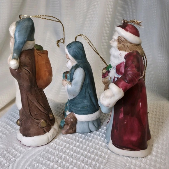 Vintage Porcelain Santa Claus Ornaments Figurines Christmas Collection Lot of 3 - Picture 4 of 9